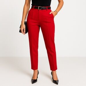 Madewell NWT Mid-Rise Slim Ankle Suiting Pants in Bright Cherry Size 2